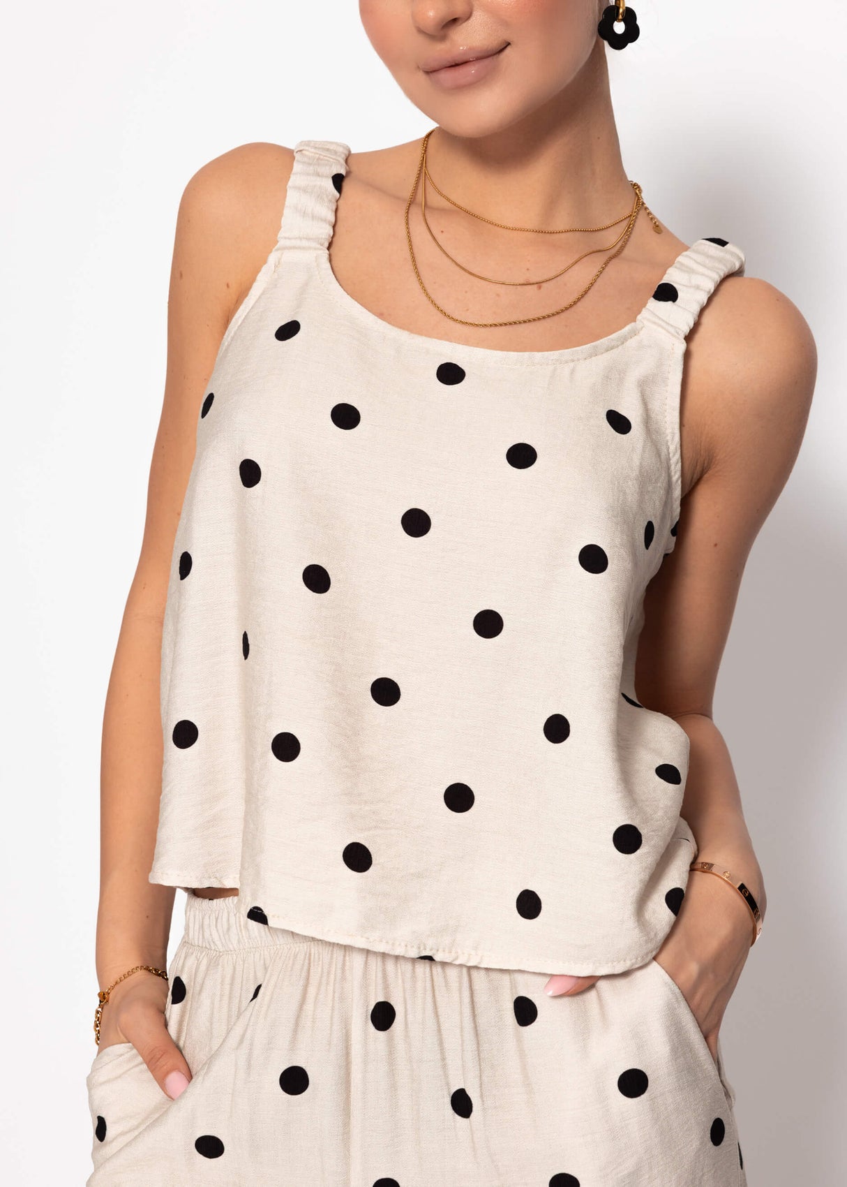 Top with gathered straps and points - OffWhite