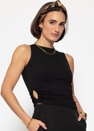 Top with ruffles - black