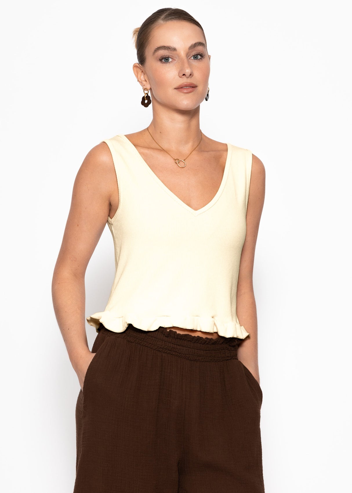 Top with ruffles - butter yellow