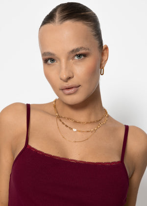 Strap top with lace - burgundy