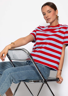 T-shirt with block stripes - lilac-red