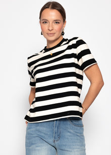 T-shirt with block stripes - black-Off-white