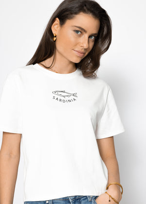 T-shirt with Sardinia print - off-white