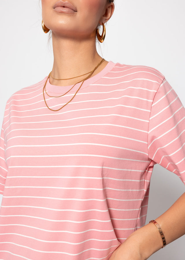 T-Shirt mit schmalen Streifen - rosa