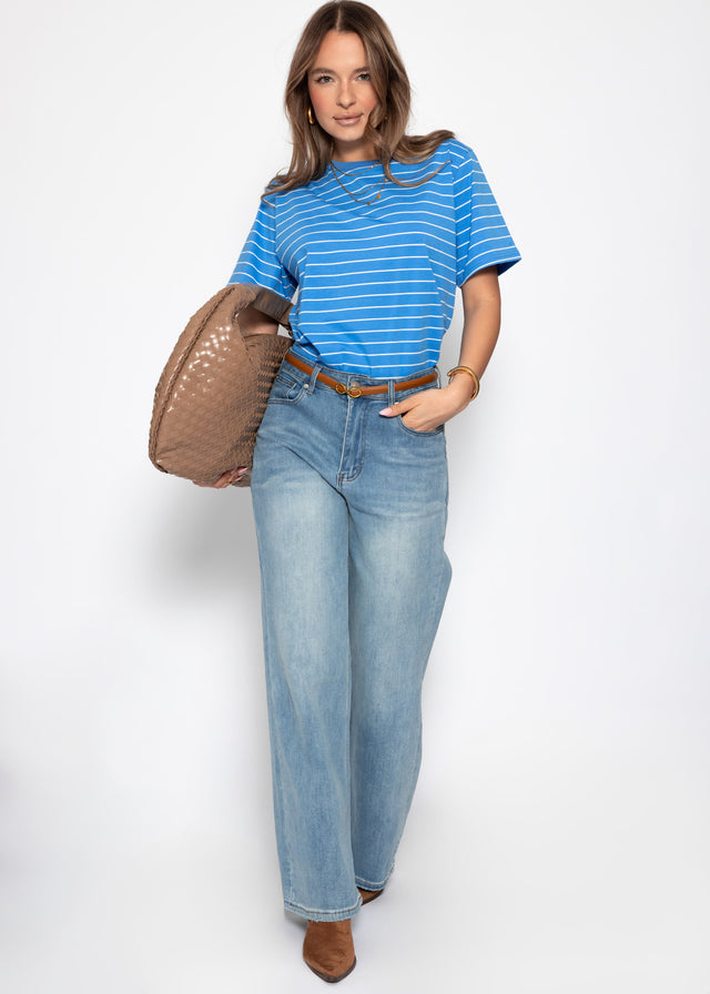 T-shirt with narrow stripes - blue