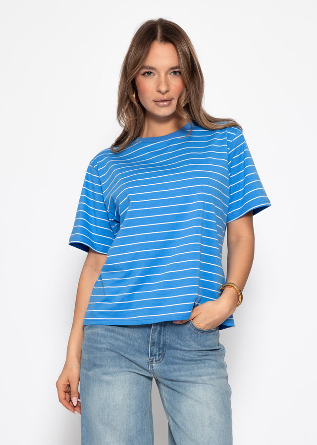 T-shirt with narrow stripes - blue
