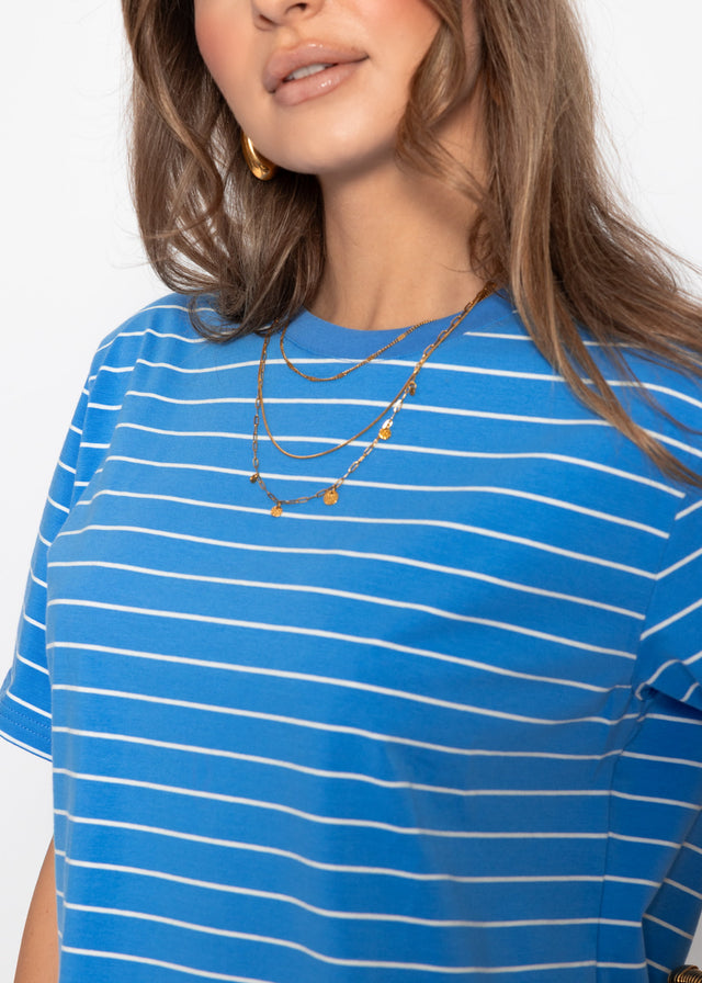 T-shirt with narrow stripes - blue