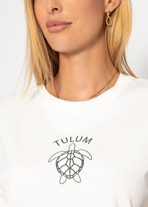 T-shirt with Tulum print - off-white