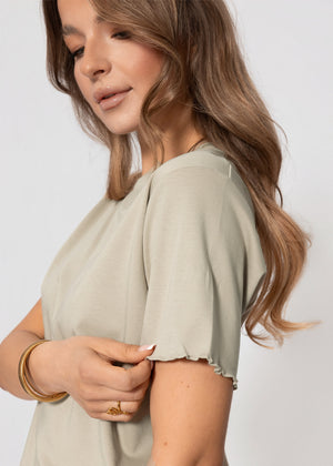 T-Shirt mit Wellenkante - khaki