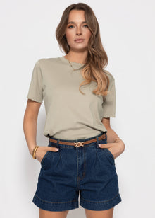 T-Shirt mit Wellenkante - khaki