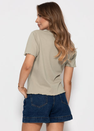 T-Shirt mit Wellenkante - khaki