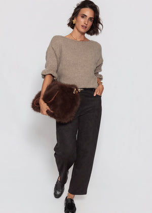 U-Boot Pullover mit 3/4 Ärmeln - taupe