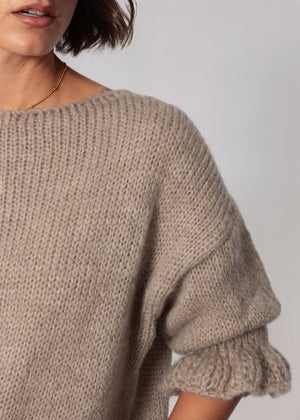 U-Boot Pullover mit 3/4 Ärmeln - taupe