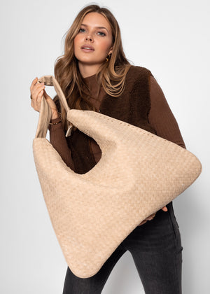 Umhängetasche in Wildlederoptik - beige