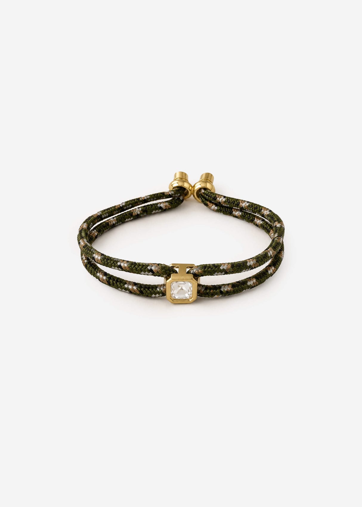 Verstellbares Kordelarmband mit Schmuckstein - braun