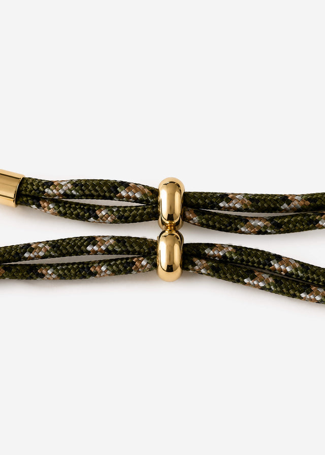 Verstellbares Kordelarmband mit Schmuckstein - khaki