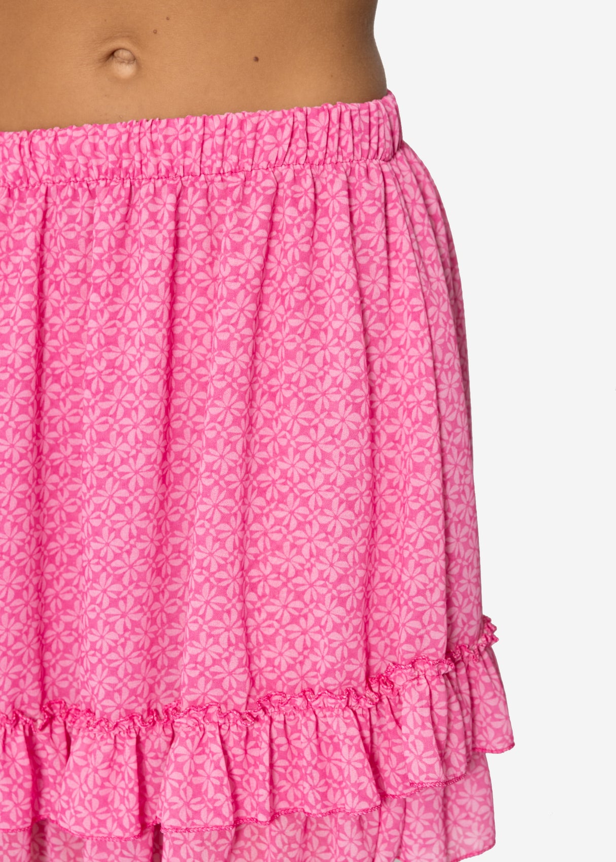 Flounce skirt with ruffles - pink