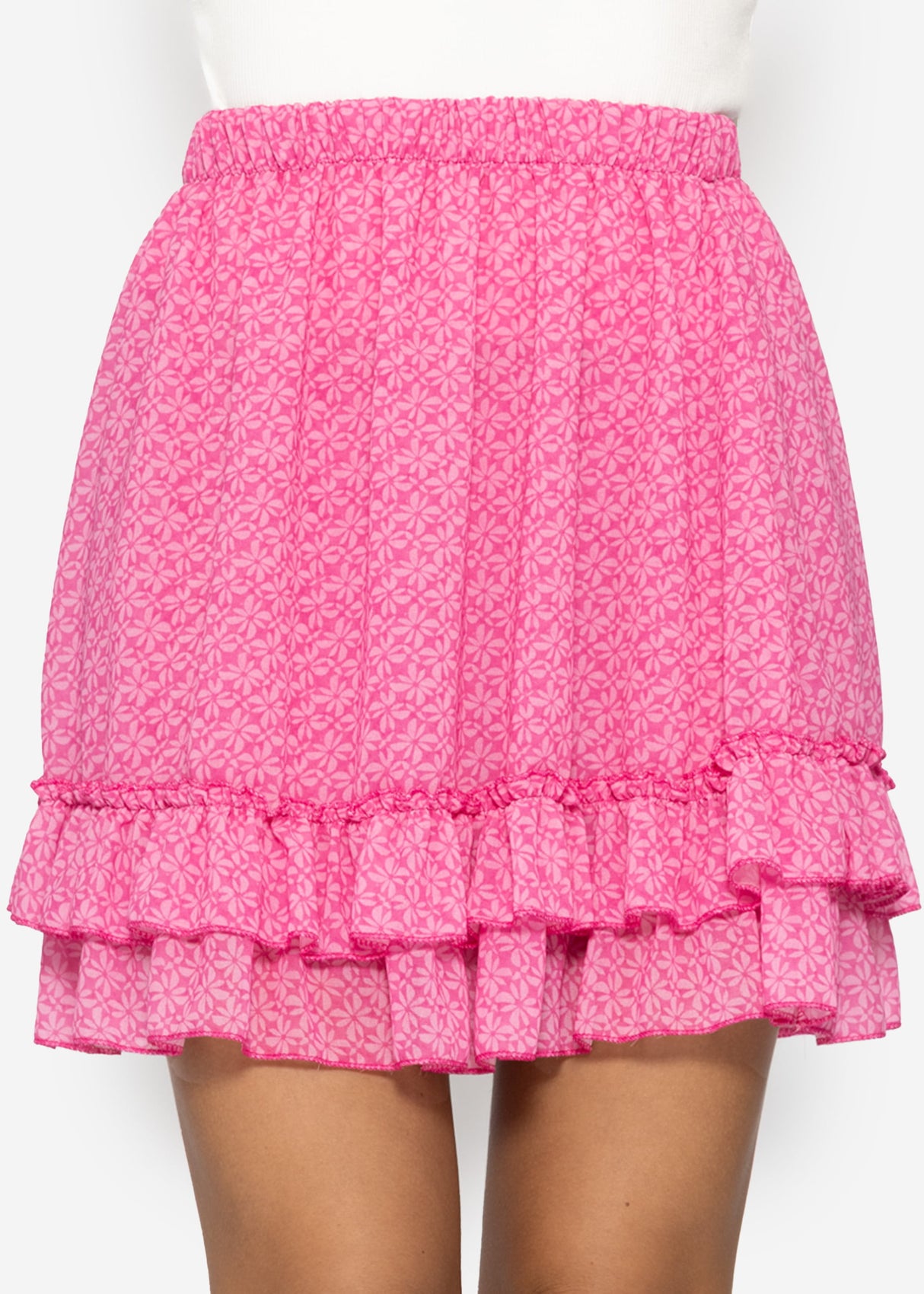 Flounce skirt with ruffles - pink