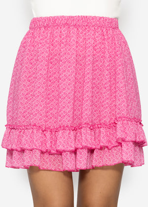 Flounce skirt with ruffles - pink