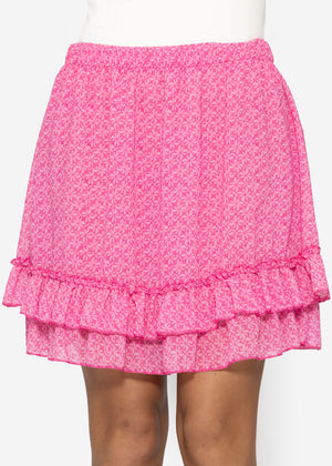 Flounce skirt with ruffles - pink