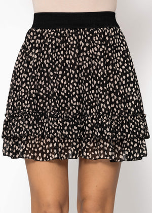 Flounce skirt with ruffles, black