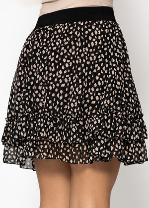 Flounce skirt with ruffles, black