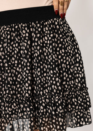 Flounce skirt with ruffles, black