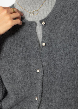 Soft knitted cardigan with decorative buttons - grey
