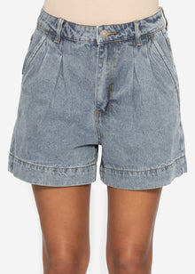 Wide high waist jeans shorts - light blue