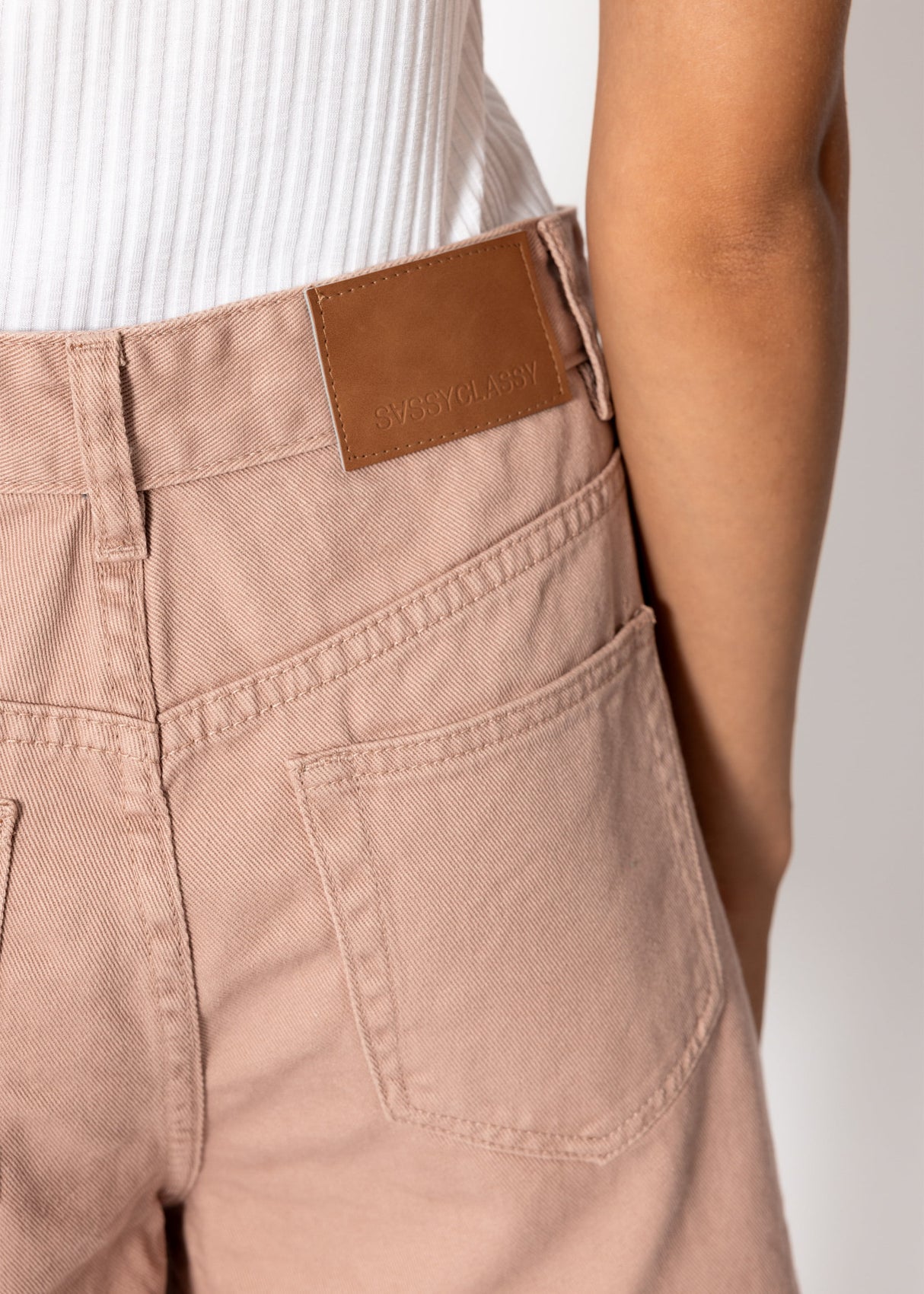 Wide high waist jeans shorts - pink