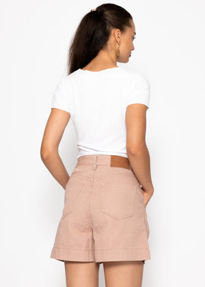 Wide high waist jeans shorts - pink