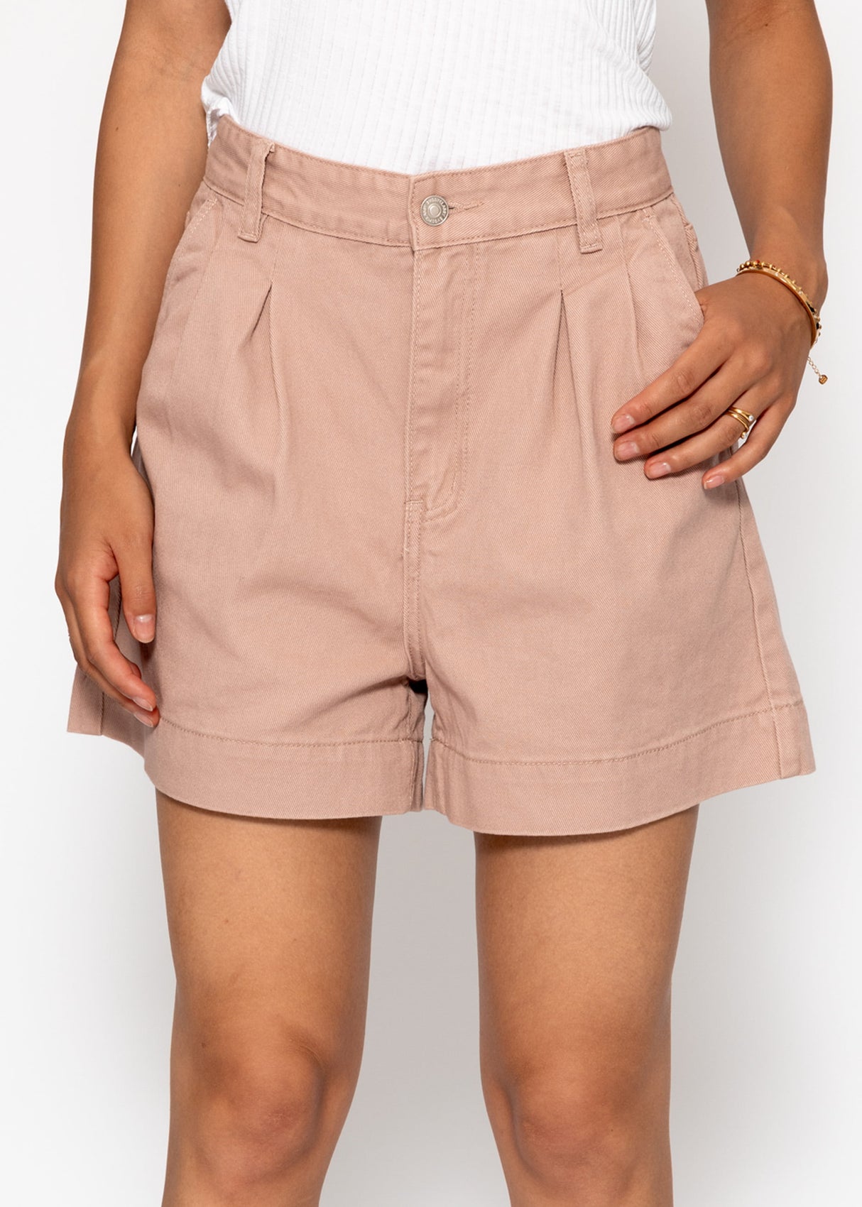 Wide high waist jeans shorts - pink
