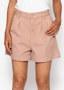 Wide high waist jeans shorts - pink