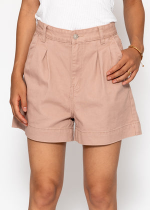 Wide high waist jeans shorts - pink