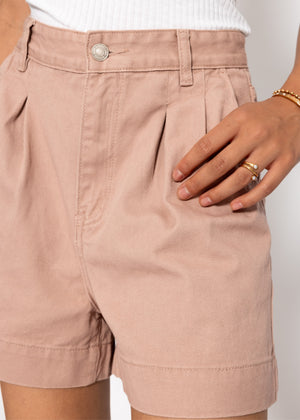 Wide high waist jeans shorts - pink