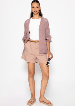 Wide high waist jeans shorts - pink