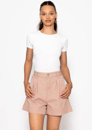 Wide high waist jeans shorts - pink