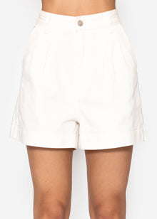 Wide High Waist Jeans Shorts - off-white
