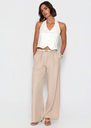 sassyclassy Weite Hose mit Bundfalten - beige