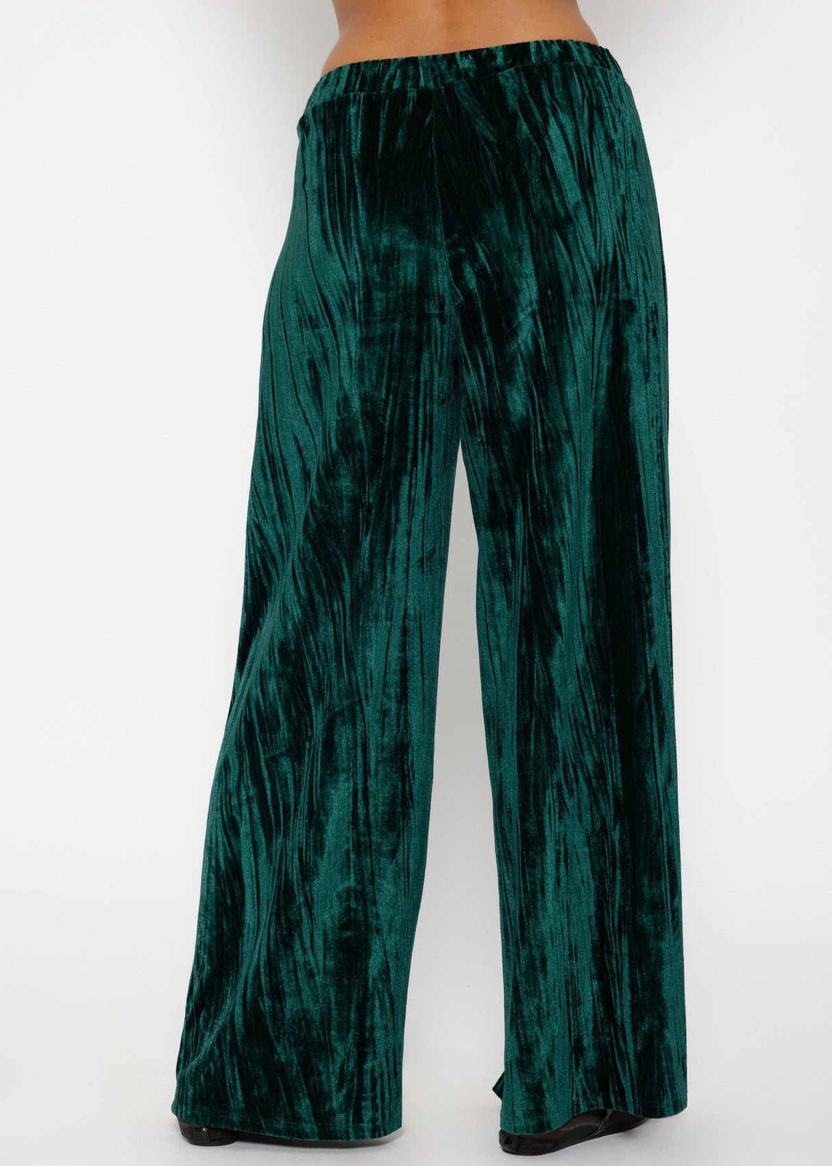 Wide velvet trousers - emerald green