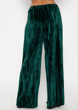 Wide velvet trousers - emerald green