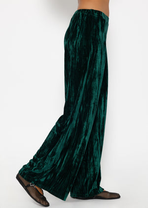 Wide velvet trousers - emerald green
