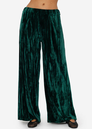 Wide velvet trousers - emerald green