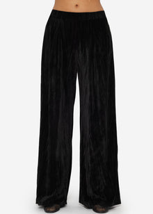 Wide velvet trousers - black