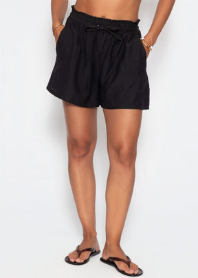 Weite Shorts mit Kordelzug - schwarz