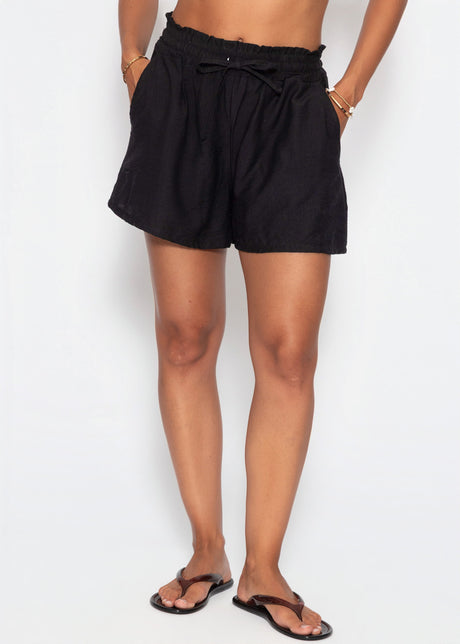 Weite Shorts mit Kordelzug - schwarz