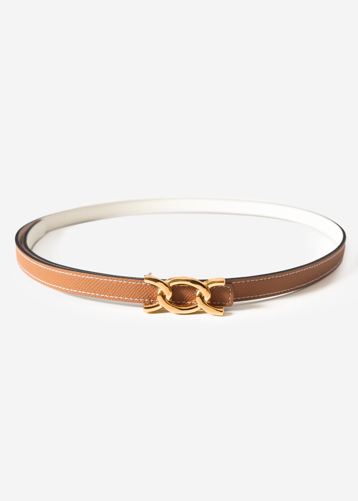 Reversible belt - white-camel