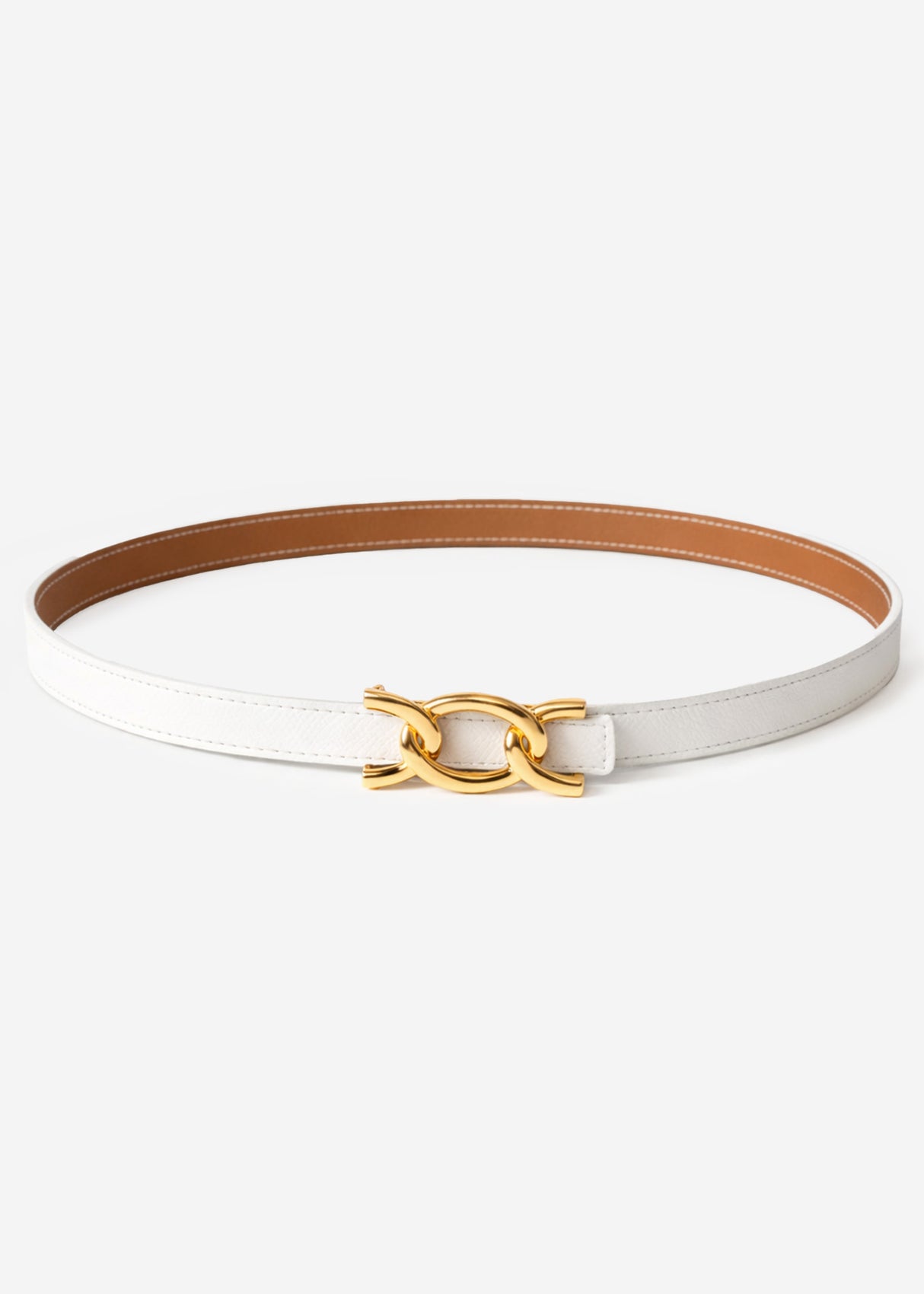 Reversible belt - white-camel