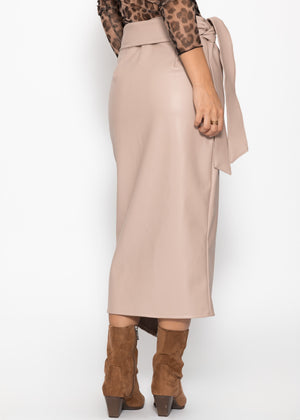 Wickelrock aus Kunstleder - beige