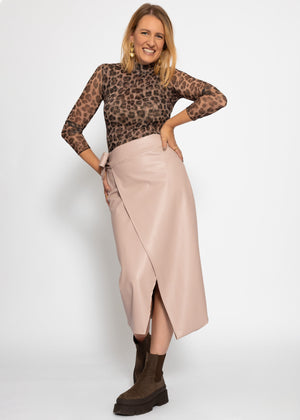Wickelrock aus Kunstleder - beige